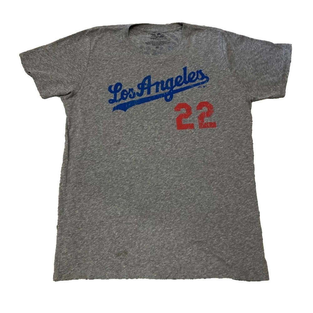 Majestic Threads Clayton Kershaw Los Angeles Dodgers T-Shirt Gray Mens XL 22